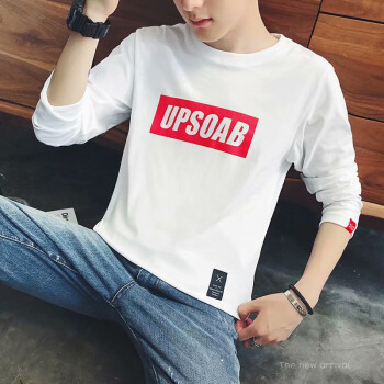 凌登（LingDeng） 长袖 男士T恤 单件UP白色长袖 S，XL，L，M，XXL