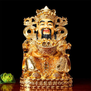 吉祥缘 纯铜财神爷佛像摆件贴金客厅店铺开业礼品 铜贴金财神爷【高30