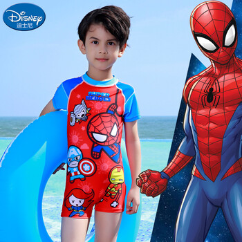 迪士尼 DISNEY 儿童泳衣 漫威复仇者联盟系列 男童连体冲浪服 大红色S19W2F0148A 大红色 150