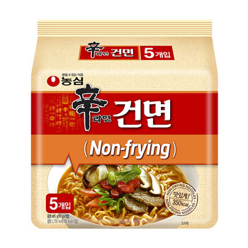 韩国进口 农心 非油炸辛拉面 非油炸方便面 速食食品 非火鸡面 网红熬夜加班休闲零食 懒人食品 97g*5包