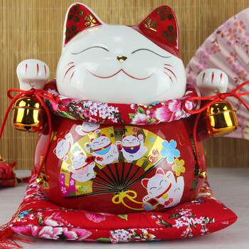 金火把 金运招财财猫陶瓷存钱罐开业送礼家居乔迁创意摆件储钱罐结婚礼物