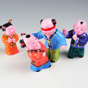 红泥坊天津泥人张彩塑多才多艺童趣泥人娃娃传统手工艺品中国风新中式