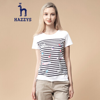 哈吉斯（HAZZYS） 印花 短袖 T恤 女 圆领