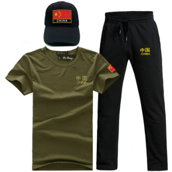 古莱登（GODLIKE） 短袖 男士T恤 中国圆领军绿+中国长裤+中国帽 