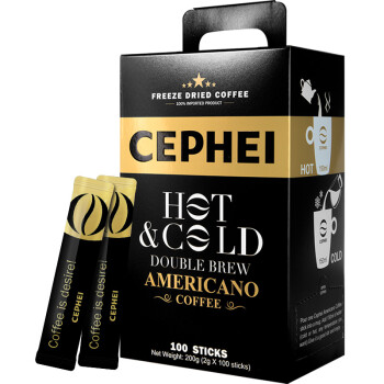 马来西亚进口 奢斐(CEPHEI)冷热双泡美式黑咖啡 高端冻干纯黑速溶咖啡100条