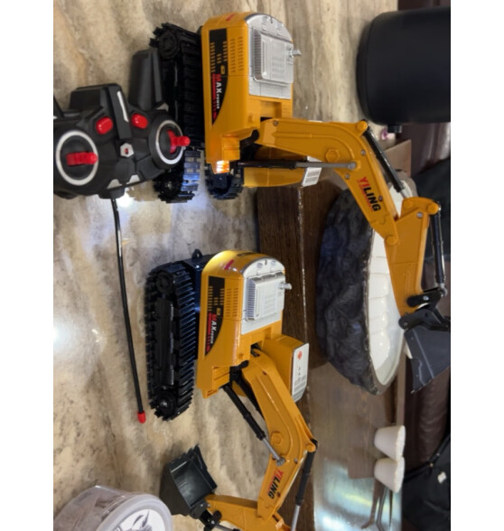 星珀（Symper）合金儿童遥控汽车挖掘机玩具车电动挖土机工程车挖机男孩儿童礼物 6通道合金挖掘机-黄色 1块充电电池+遥控电池