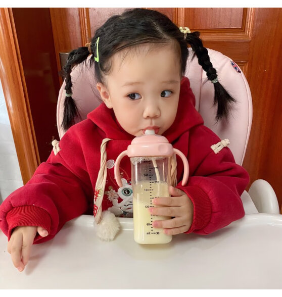 SAFETY JOY吸管奶瓶一岁以上3岁-6岁直饮杯ppsu 喝奶个月2 儿童宝宝大容量 棕色 300ml [2吸嘴+清洗套件]