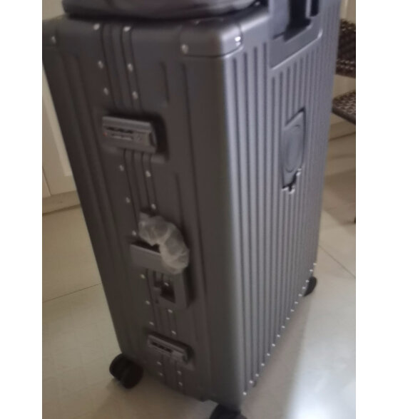 世界地理德国行李箱男女29英寸铝框旅行箱杯架拉杆箱万向轮密码箱 深空灰