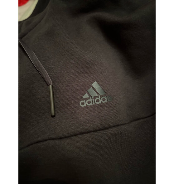 adidas阿迪达斯官方轻运动女装休闲抓绒宽松连帽夹克外套HM2814 黑色 A/XL