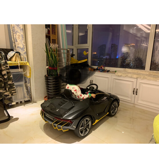 智乐堡兰博基尼儿童电动汽车可坐人宝宝遥控四轮玩具车童车四驱尊贵灰