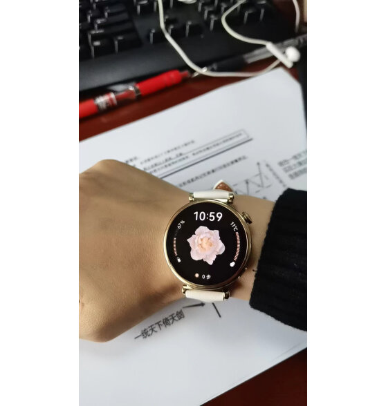 华为 HUAWEI WATCH GT 4 46mm 棕色真皮表带 运动智能手表男女血氧心率体温监测仪蓝牙电话微信手表