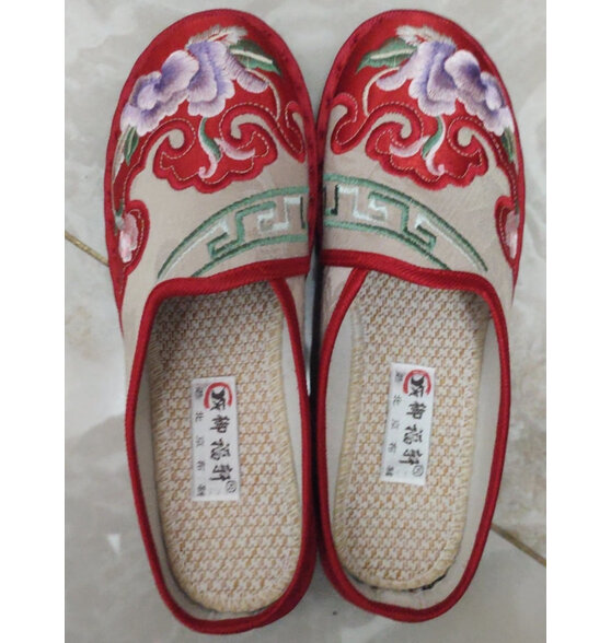 御福轩老北京布鞋女平底绣花鞋妈妈拖鞋凉拖汉服古风民族风传统刺绣