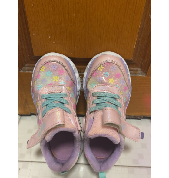 迪士尼（DISNEY）童鞋女童发光冬季运动鞋加绒儿童公主鞋亮灯鞋 DP22101 粉色 27码