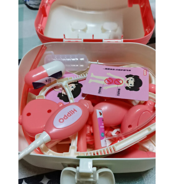 仙邦宝贝儿童小医生玩具套装3-6岁过家家玩具男女孩医疗听诊器玩具3-4-6岁 粉色39件套