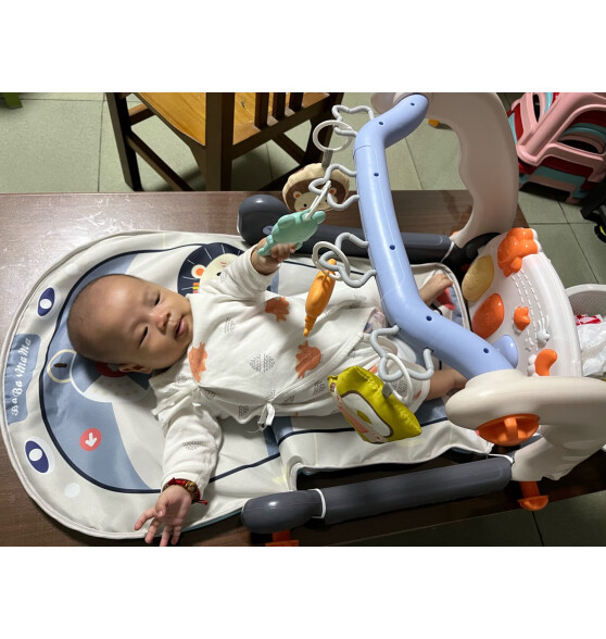 卡卡曼婴儿玩具0-1岁0-3-6个月婴幼儿新生儿宝宝用品健身架脚踏钢琴礼盒 蓝-学步两用款