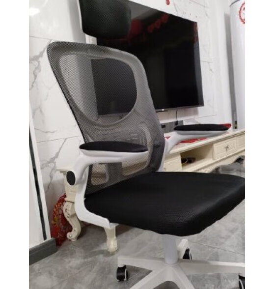 星奇堡电脑椅家用学习升降椅子书桌椅办公人体工学电竞椅写字舒适久坐 白框黑网+头枕