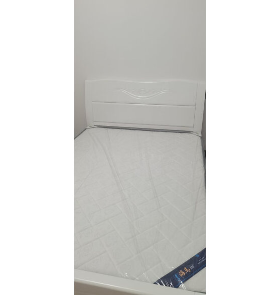 实盛美  白色 实木床 双人床主卧中式大床简约现代高箱储物婚床单人床 单床+椰棕床垫 1.5米*2米框架款