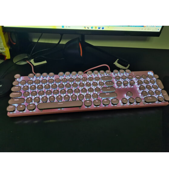 惠普（HP）GK400F机械键盘 游戏键盘笔记本办公电脑键盘 104键CF吃鸡LOL电竞冰蓝光有线键盘 银白色 青轴