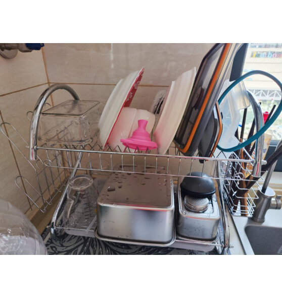 欧润哲 碗架 S型双层碗碟架晾碗架沥水架筷子筒厨房用品厨房置物架