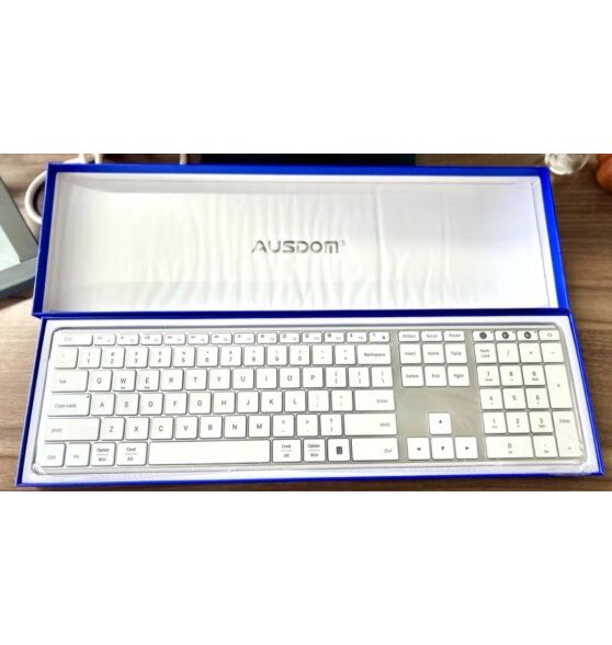 阿斯盾无线蓝牙键盘商务办公家用台式电脑笔记本平板ipad手机键盘静音超薄金属剪刀脚充电式110全键白色