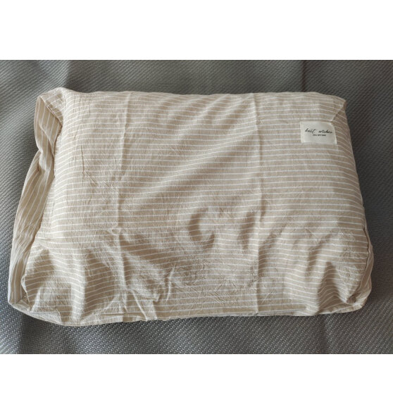 雅鹿·自由自在纯棉水洗棉乳胶枕枕套单只装成人全棉枕芯枕头套40*60cm素麻条