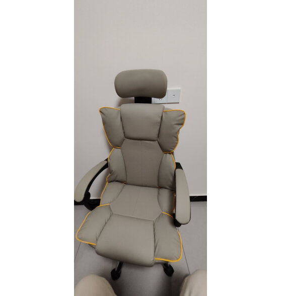 奥伦福特 电脑椅办公椅子电竞椅家用人体工学椅老板椅主播靠背椅皮革转椅 创意工学椅-灰色-加厚乳胶坐垫