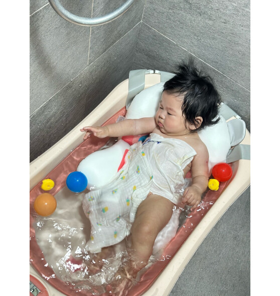 劳可里尼（NOCOLLINY）婴儿洗澡盆可折叠 儿童浴盆大号可坐可躺 宝宝洗澡桶新生儿童用品 晨曦绿