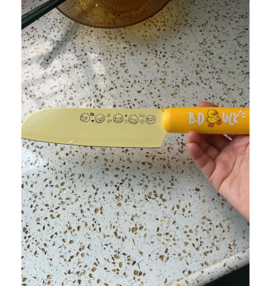 炊大皇 小黄鸭三德刀 不锈钢锋利多功能水果刀料理刀切菜刀厨师刀