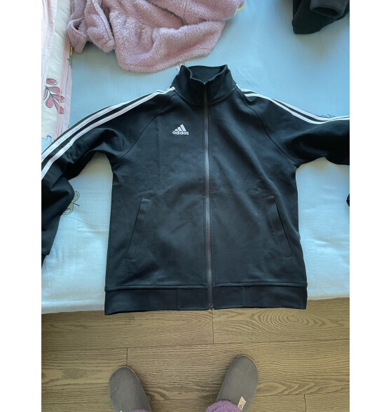 阿迪达斯 （adidas）运动套装男秋冬夹克运动裤两件套保暖运动服 黑/白（棉） M