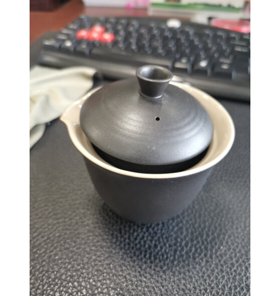 惠寻 京东自有品牌旅行茶具套装快客杯便携式茶具户外泡茶杯一人茶壶 黑色路游4件套