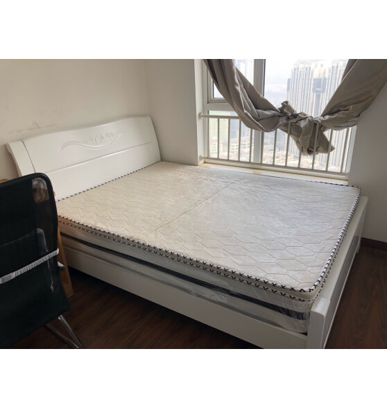 实盛美  白色 实木床 双人床主卧中式大床简约现代高箱储物婚床单人床 单床+椰棕床垫 1.5米*2米框架款