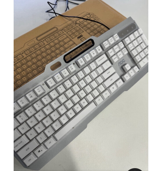 AOC 真机械手感键盘鼠标套装有线静音电竞游戏吃鸡LOL背光电脑笔记本办公套装 炫酷黑-单键盘