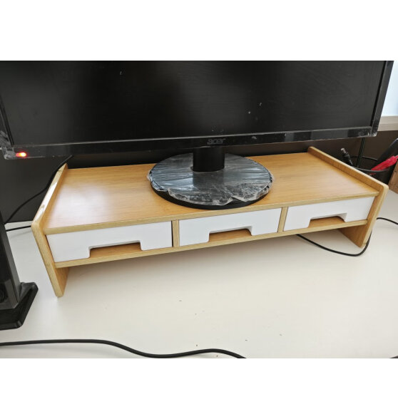 优必利 电脑显示器增高架支架键盘收纳架 办公用品桌面收纳支架显示器置物架 5072深木纹