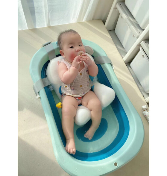 劳可里尼（NOCOLLINY）婴儿洗澡盆可折叠 儿童浴盆大号可坐可躺 宝宝洗澡桶新生儿童用品 晨曦绿