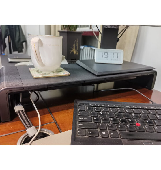 绿巨能（llano）显示器增高架 笔记本支架 多功能收纳置物架 桌面台式电脑屏垫高可调节带抽屉底座 散热架子