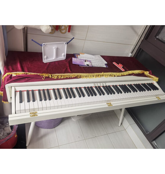 贝琪（Betsy）B365电钢琴重锤88键初学者入门成人专业学习抽屉式电子钢琴 B365重锤键-木纹白+谱架