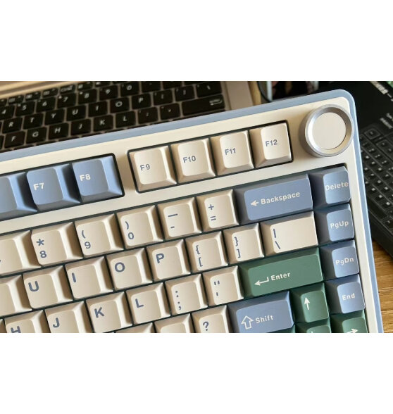 狼蛛（AULA）F75客制化机械键盘gasket结构全键热插拔无线三模蓝牙电竞游戏办公 风铃紫 冰脉轴