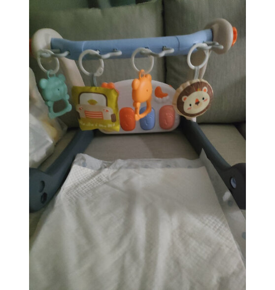 卡卡曼婴儿玩具0-1岁0-3-6个月婴幼儿新生儿宝宝用品健身架脚踏钢琴礼盒 蓝-学步两用款