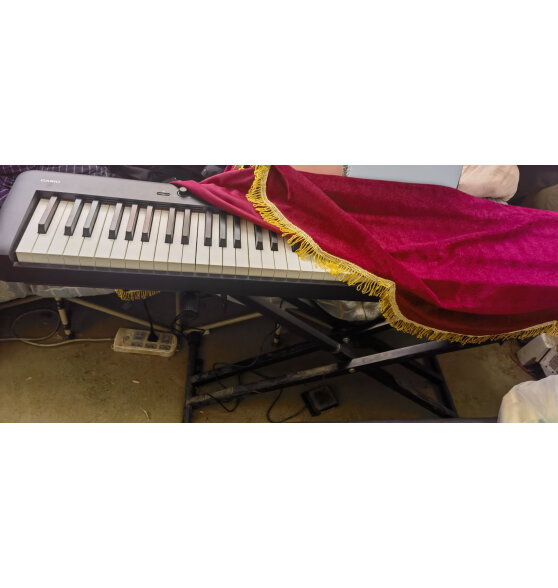 卡西欧（CASIO）电钢琴EPS130红色电子数码钢琴88键重锤初学单机+木琴架+礼包