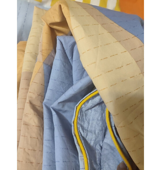 水星家纺床上四件套 100%纯棉 全棉印花套件 简约线条系列 被套床单枕套 弗利安 1.8米床(适配220*240cm被芯)