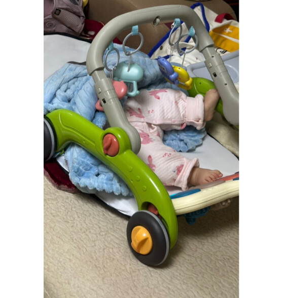 DEERC婴儿玩具0-1岁新生儿礼盒健身架宝宝用品脚踏钢琴学步车满月礼物 女宝萌兔-充电电池-加大加厚