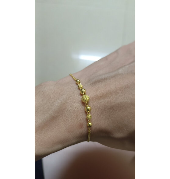 周六福珠宝足金黄金手链女款转运珠o字黄金手链 约4使用感受?