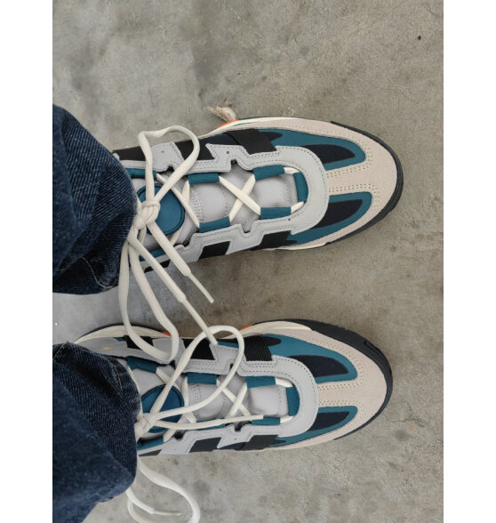 adidas「奶包鞋」NITEBALL复古经典运动鞋男女阿迪达斯官方三叶草 黑/灰/湖绿 42(260mm)