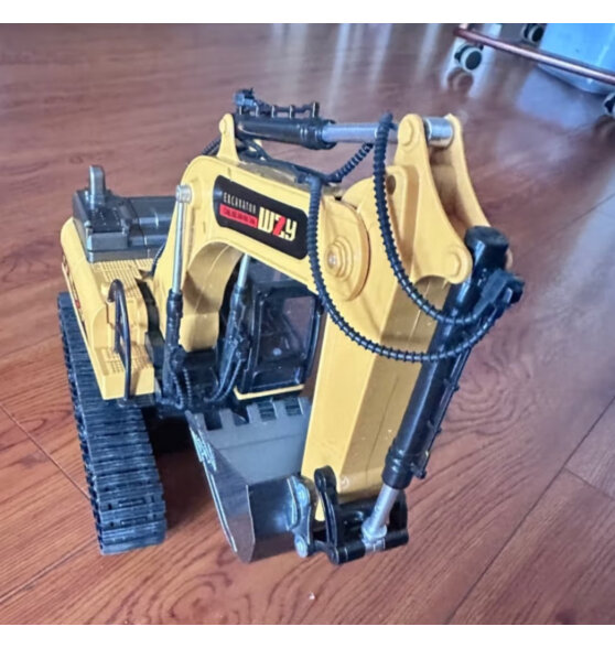 星珀（Symper）合金儿童遥控汽车挖掘机玩具车电动挖土机工程车挖机男孩儿童礼物 6通道合金挖掘机-黄色 1块充电电池+遥控电池