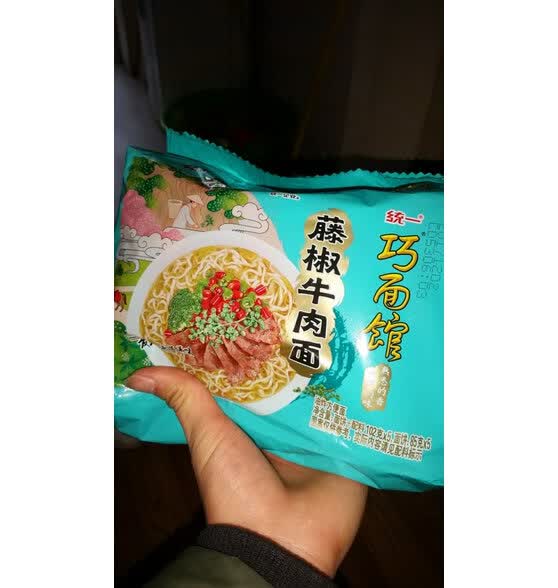 统一 巧面馆 藤椒牛肉味 方便面 102克*5包 五连包新老包装随机发货