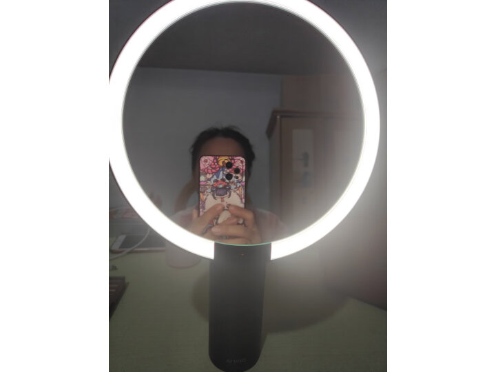 AMIRO 化妆镜带灯 LED日光梳妆镜补光 智能便携桌面美妆镜 送女生生日情人节告白礼物 O系列升级款 小黑镜