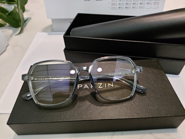 帕森(PARZIN)防蓝光防辐射眼镜架女 复古透明框抗蓝光镜架男女通用 电脑手机护目镜 15795L 烟灰色