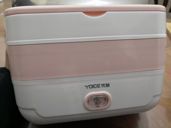 优益（Yoice）电热饭盒 加热饭盒三层上班族带饭神器 保温蒸煮饭器1.4升大容量 浅桃粉单层-标准款