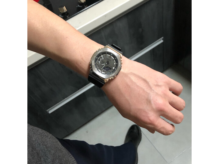 【礼物】卡西欧（CASIO)王一博同款G-SHOCK金属八角农家橡树手表时尚运动手表日韩腕表 GM-2100-1A赠泡泡玛特手指滑板礼盒