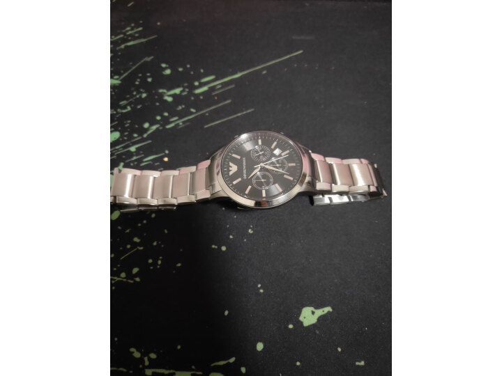 阿玛尼(Emporio Armani)手表 皮质表带休闲商务腕表 日历防水石英男表 送男友生日礼物 AR2482